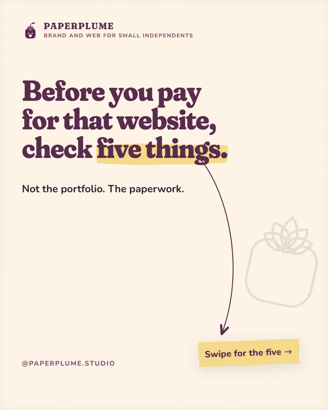 Paperplume carousel cover: brand and web